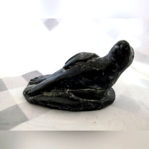 A Wolf Brand Original Hand Carved Soapstone Seal Sculpture Made In Canada